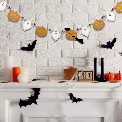 Cinnvoice 8.2 ft Halloween Ghost Pumpkin Garland Wooden Beads Garland Rustic Farmhouse Country Decor Wood Pumpkin Banner Ghost Halloween Hanging Decor for Fireplace Mantel Wall Home Window