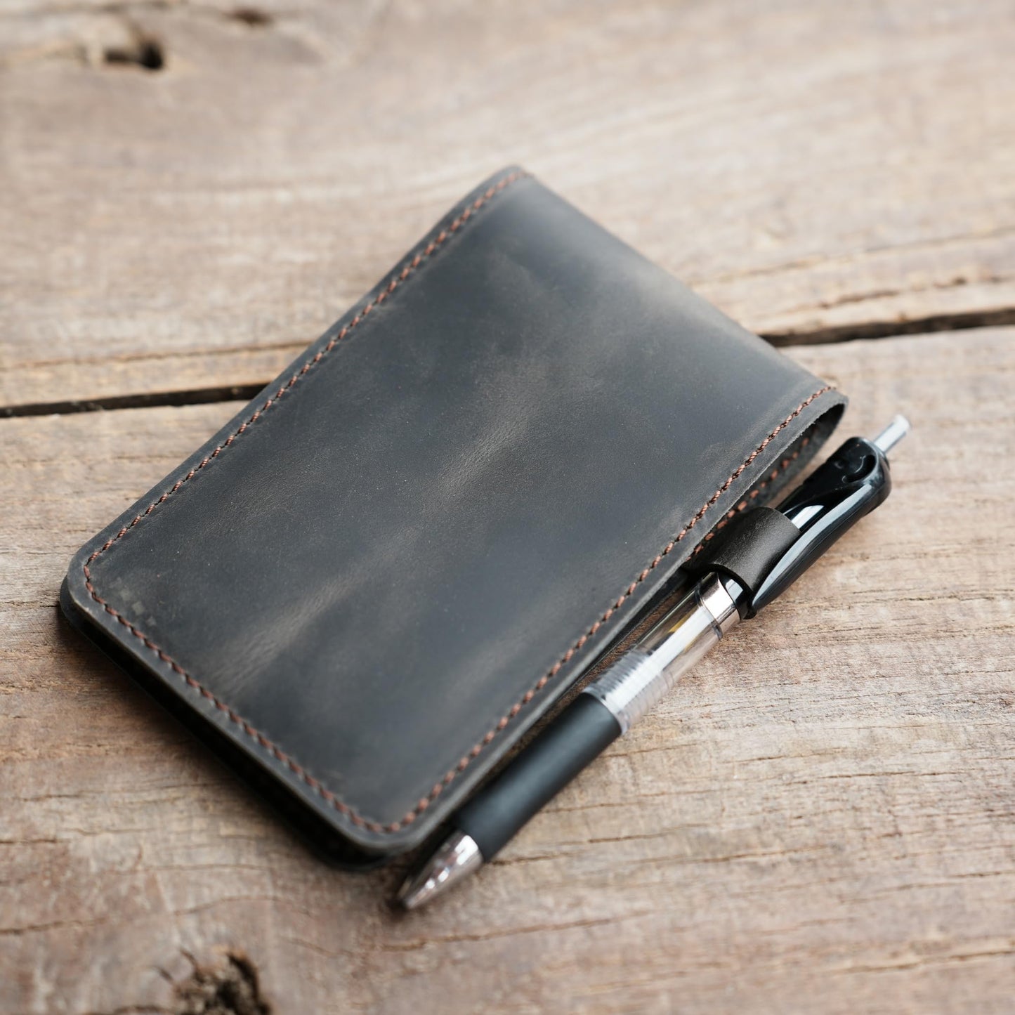 YIYUS Real Genuine Leather Notepad Cover For Mini Pocket Notebook 3" X 5", Leather Cover For Rite In The Rain Top-Spiral Notebook (GREY)