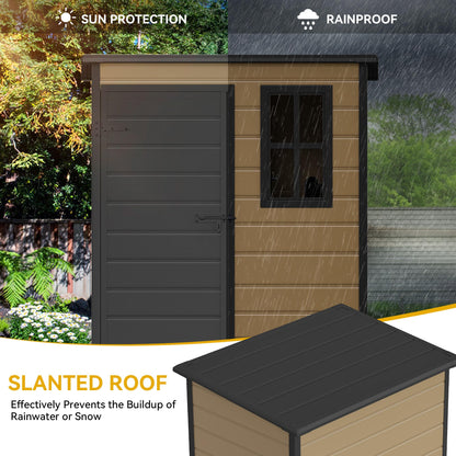 DWVO 5x3ft Resin Outdoor Storage Shed with Floor, Waterproof Lockable Storage Shed with Window, Plastic Outside Tool Storage for Garden Backyard Patio Lawn