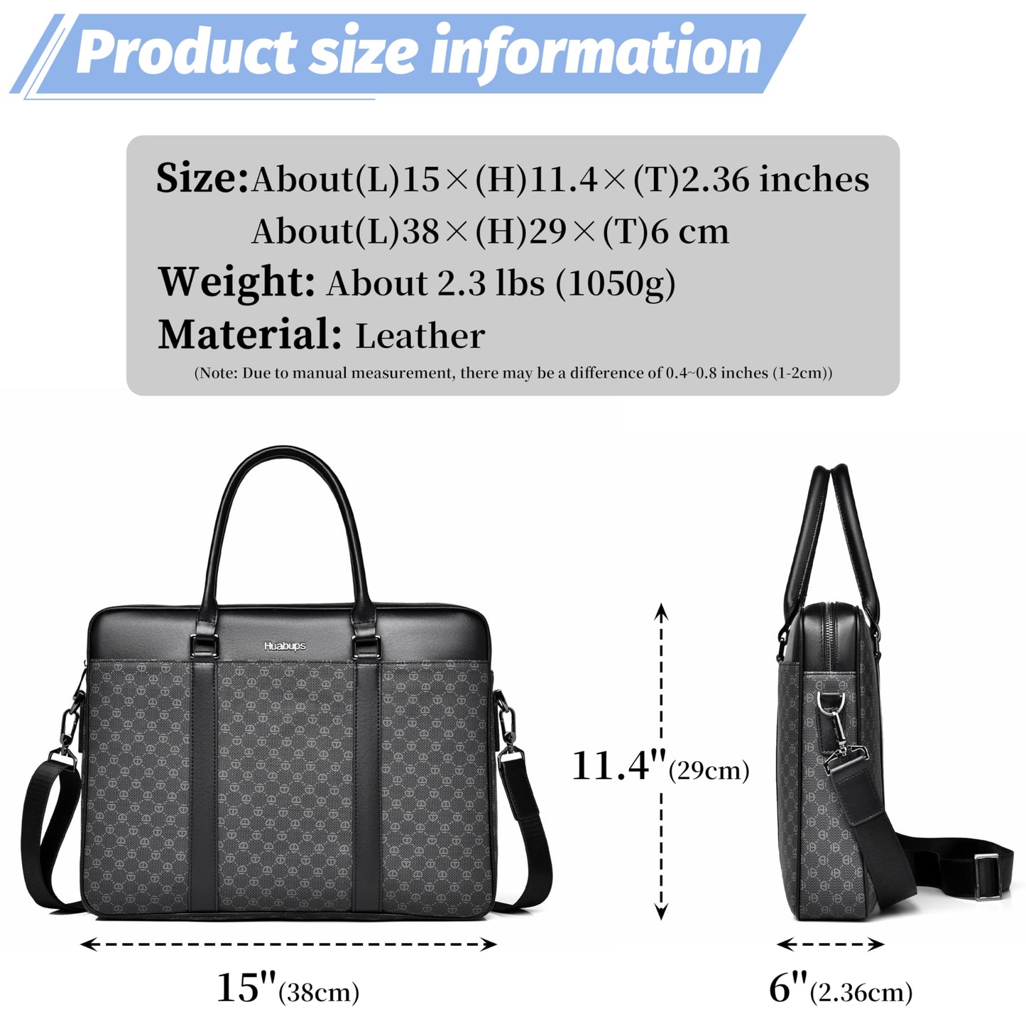 FSD. WG Business Bag Leather Messenger Bag Water Resistant Business Travel Briefcase Handbag Briefcase for Men