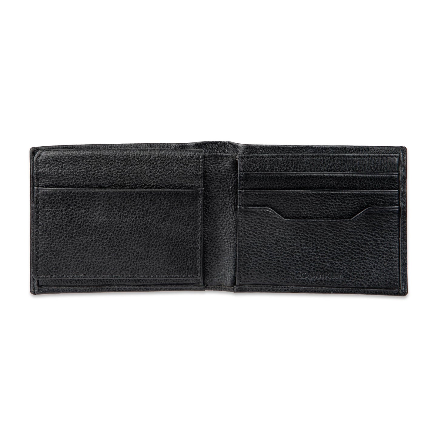 Calvin Klein Men's Leather Passcase Wallet with Keychain, Black, One Size