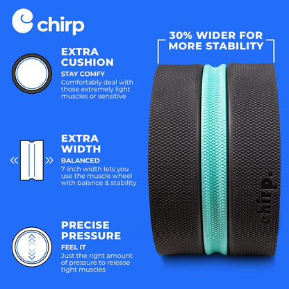 Chirp Wheel XL - Super Comfort Back Massage Roller - Wider Back Stretcher & Cracking Device, Plush Cushion, Enhanced Stability, Spinal Protection, Point Pressure | High Density Foam, Up to 500 lbs