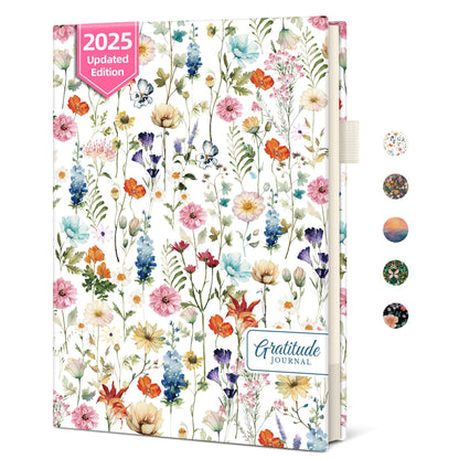 Gratitude Journal for Women – Undated Daily Mindfulness & Manifestation Journal with Prompts for Cultivate Affirmations, Positivity, Self-Care & Happiness - Wildflowers