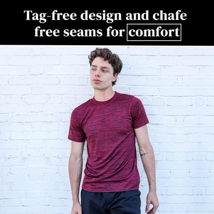 [5 Pack] Men’s Workout Short Sleeve Dry Fit T Shirts Quick Dry Active Athletic Crewneck Running Gym Moisture Wicking Tee Tops