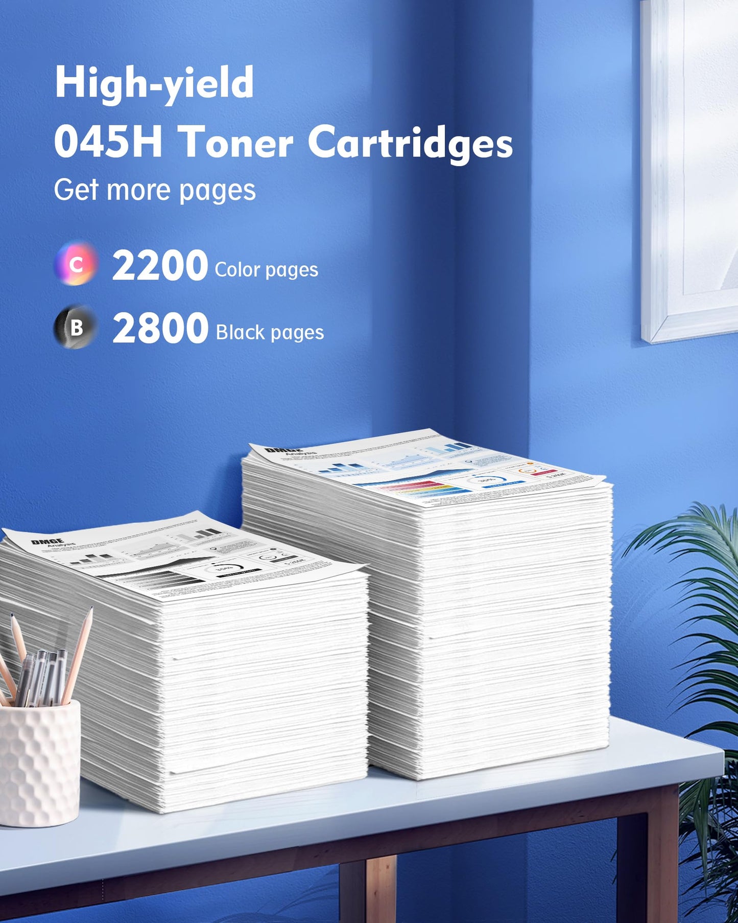 DMGE 045 Toner cartridges 045H - High Yield 4 Pack Replacement for Canon 045 Toner cartridges 045H Compatible with Canon Color imageClass MF632Cdw MF634Cdw LBP612Cdw MF632 MF634 Laser Printer