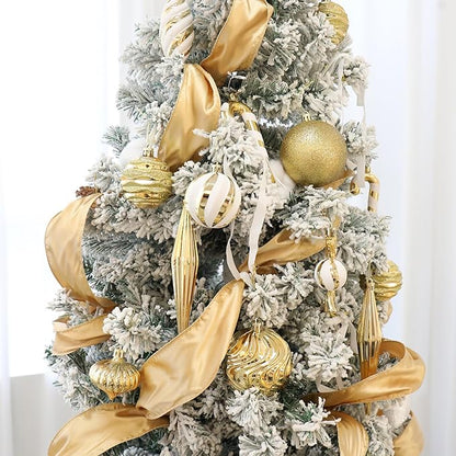 Christmas Ball Ornaments Set Shatterproof Christmas Tree Ornaments 24 PCS Painted Shaped Styles Xmas Tree for Holiday Decor,Gold