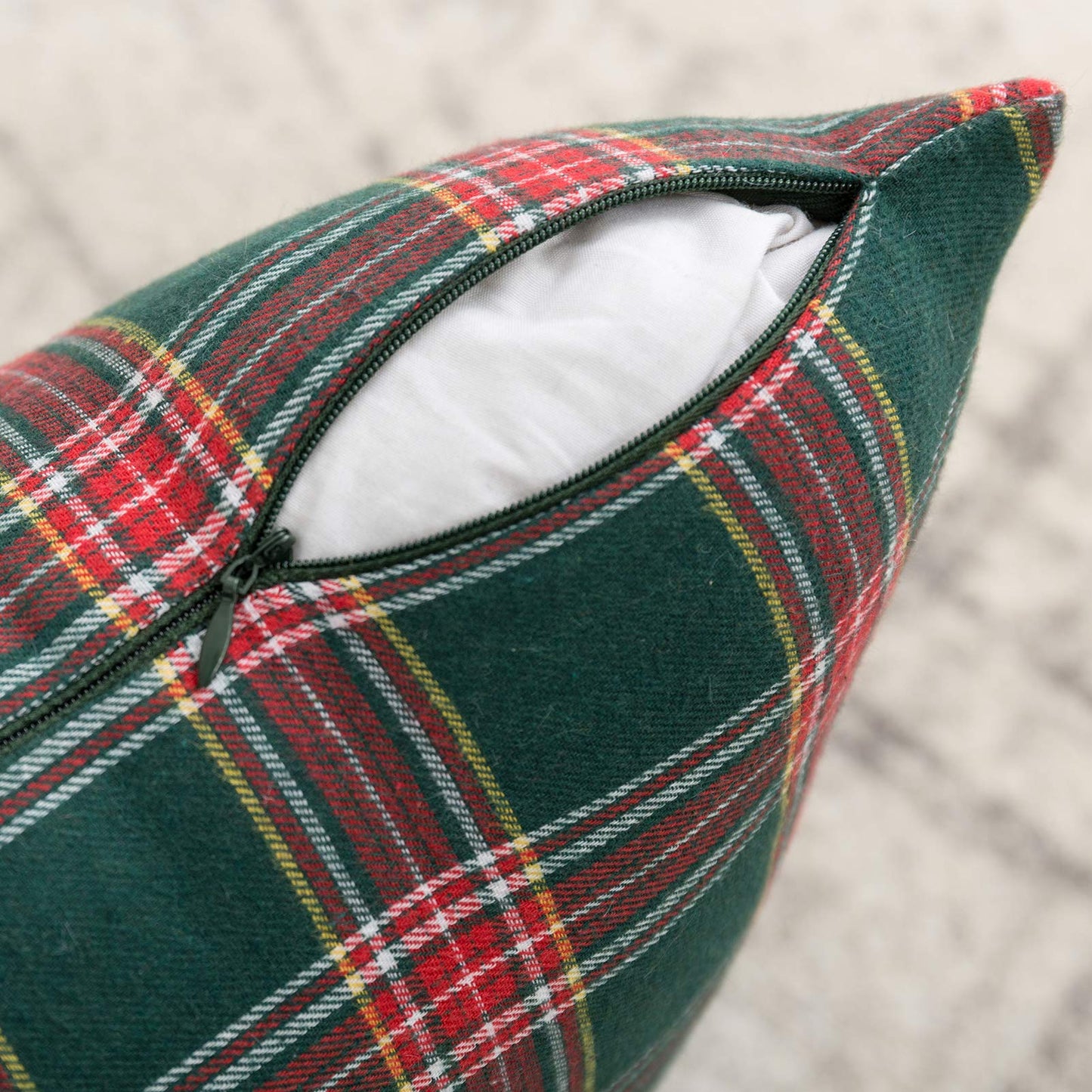AQOTHES Pack of 2 Christmas Plaid Decorative Throw Pillow Covers Scottish Tartan Cushion Case for Farmhouse Home Holiday Decor Red and Green, 18 x 18 Inches