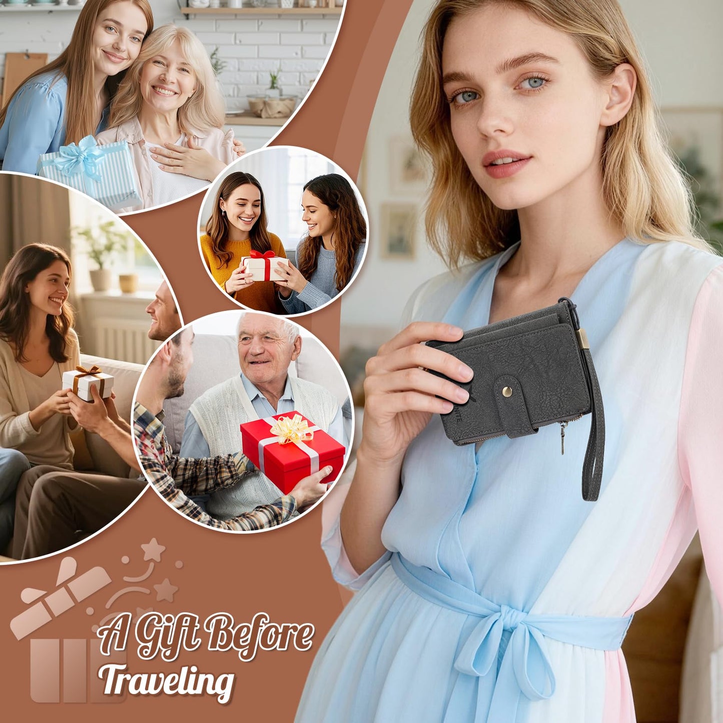 Likesing RFID Blocking Passport Book Holder, Leather Passport Holder for Women/Men, Cute Travel Wallets with Card ＆ SIM Slots, Photo Pocket, Zippered Coin Cash Pocket Passports Cover(Black