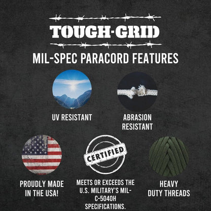 Tough-Grid 550 Paracord Rope - Durable Nylon Parachute Cord for Survival Kits | Tactical Gear & Camping Essentials