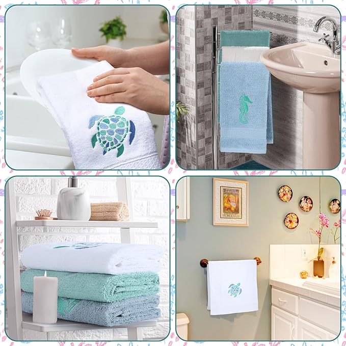 3 Pcs Ocean Beach Coastal Hand Towels
