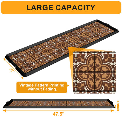 BEHERO Boot Tray Shoe Mat Decorative Patterned, Rubber Boot Matt Tray Indoor and Outdoor Use, 16" x47.5" Shoe Cleaning Mat Non-Slip, Shoe Storage Waterproof with Artistic Prints for Entryway (Brown)