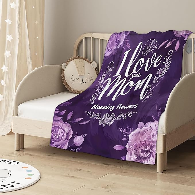 Throw Blanket, Vintage Purple Roses Throw Blankets for Adult Kids Boys Girls, for Mom Bed Couch Sofa 50x60 Inches