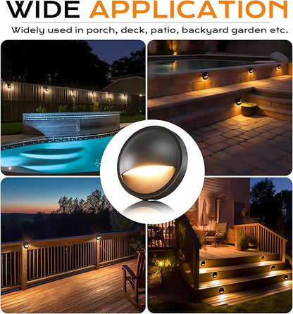 CLOUDY BAY [6 Pack] 3CCT Low Voltage LED Deck Lights Outdoor,2700K/3500K/5000K Selectable,Landscape Step Stair Railing Fence Light Wired,3W,12V-24V AC/DC,Bronze