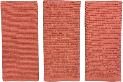 Serafina Home Peach Coral Salmon Kitchen Hand Dish Towels: Oversized 28" x 18"