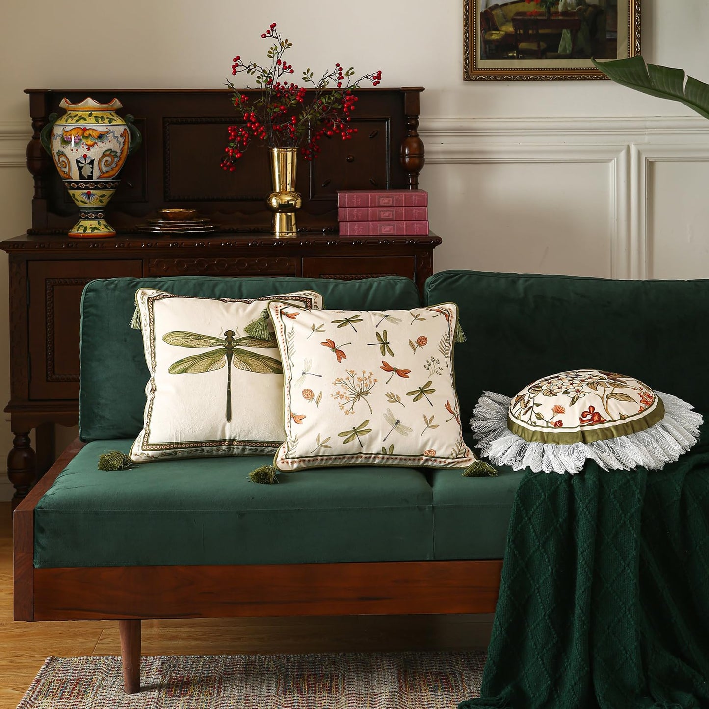 ISAENNE Designer Velvet Throw Pillow Covers,18"x18" Set of 2-Grace B