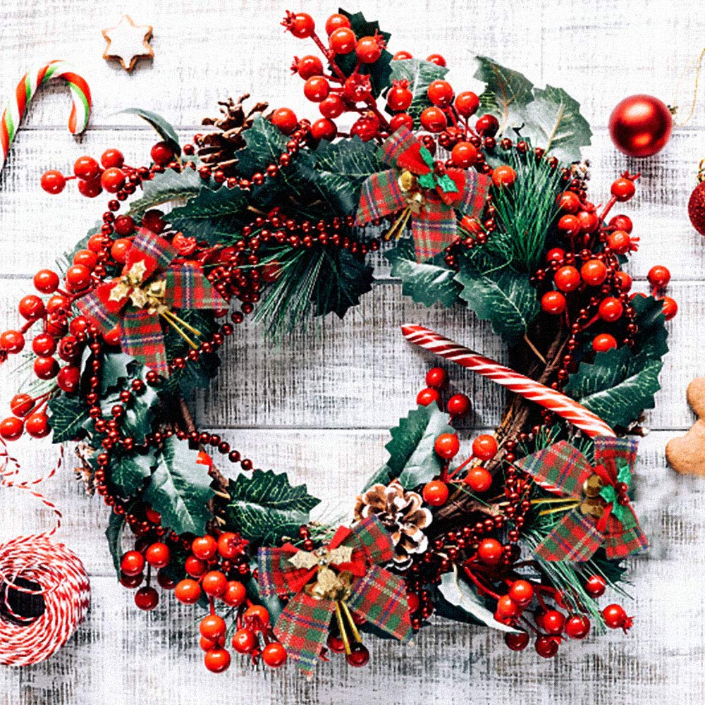 YBB 12 Pack Christmas Red Green Plaid Tree Bows, Linen Bowknot Wreath Bow with Jingle Bells for Christmas Garland Tree, Crafts, Wrapping, Wreath Xmas Hanging Ornaments Decor