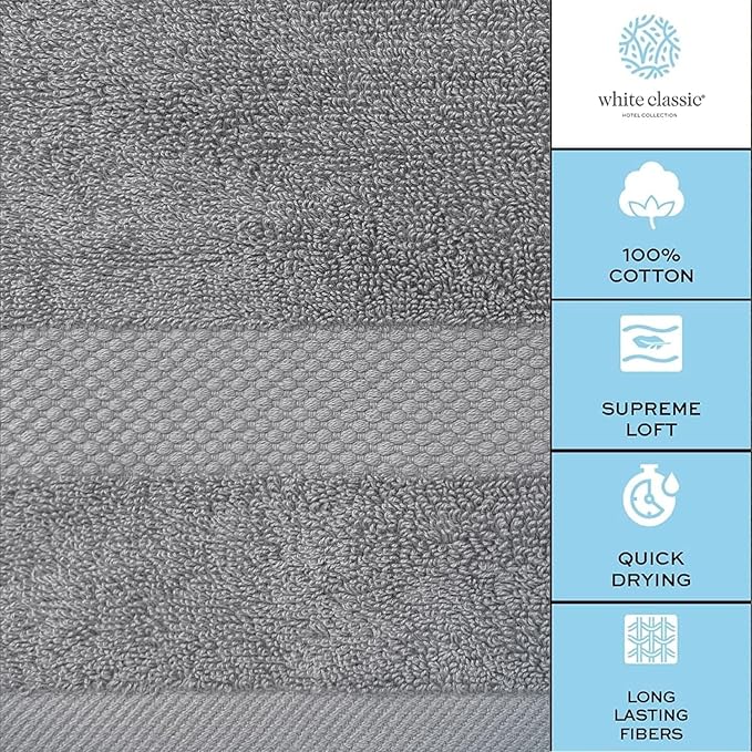 White Classic Luxury Light Gray Hand Towels