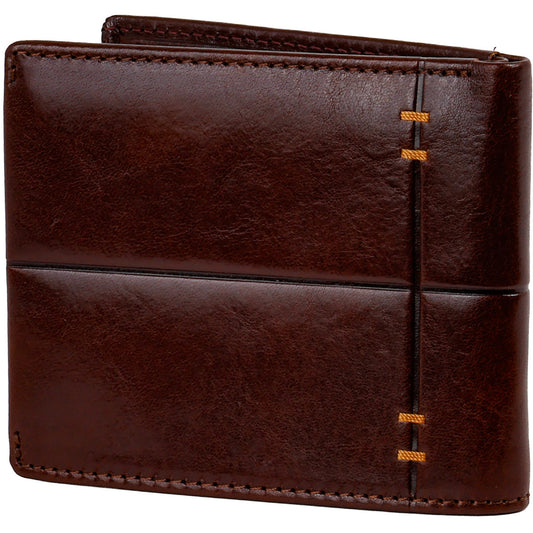 Time Resistance Leather Wallet – Italian Handmade Minimalist Design Wallet - Billfold Credit Card and Cash Holder (Brown)