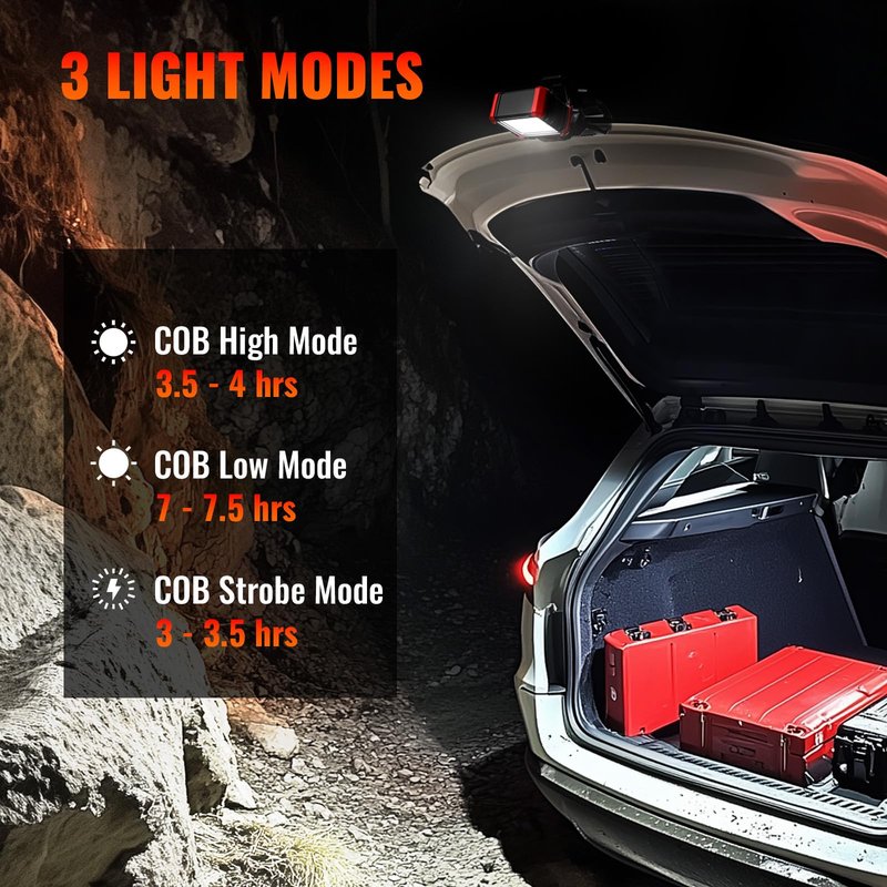 Easymaxx LED Rechargeable Work Light with Clamp, 2Pack 2100LM COB Magnetic Clip on Worklight 270° Rotating with Mobile Charger, Portable Clamp Work Light for Boats, Car Repairing, Job Site Lighting