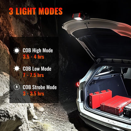 Easymaxx LED Rechargeable Work Light with Clamp, 2Pack 2100LM COB Magnetic Clip on Worklight 270° Rotating with Mobile Charger, Portable Clamp Work Light for Boats, Car Repairing, Job Site Lighting