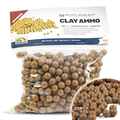 SimpleShot Clay Slingshot Ammo (500pcs), All-Natural Non-Toxic Biodegradable Magnetic Performance Clay Slingshot Ammo (9mm (3/8 inch))