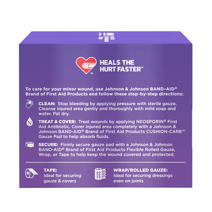 Band-Aid Brand Absorbent Cushion Care Sterile Square Gauze Pads for First Aid Protection of Minor Cut, Scrapes & Burns, Non-Adhesive, Wound Care Dressing Pads, Small, 2 in x 2 in, 3 Pack