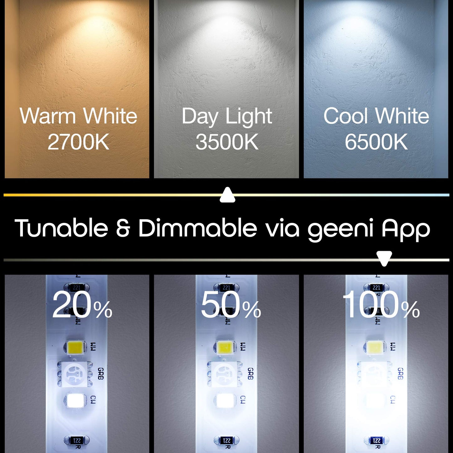 Geeni Smart LED Strip Lights,RGBWW Color Changing,Weatherproof,Timer & Scenes, Dimmable,Tunable White, Works with Alexa & Google Home 9.8ft