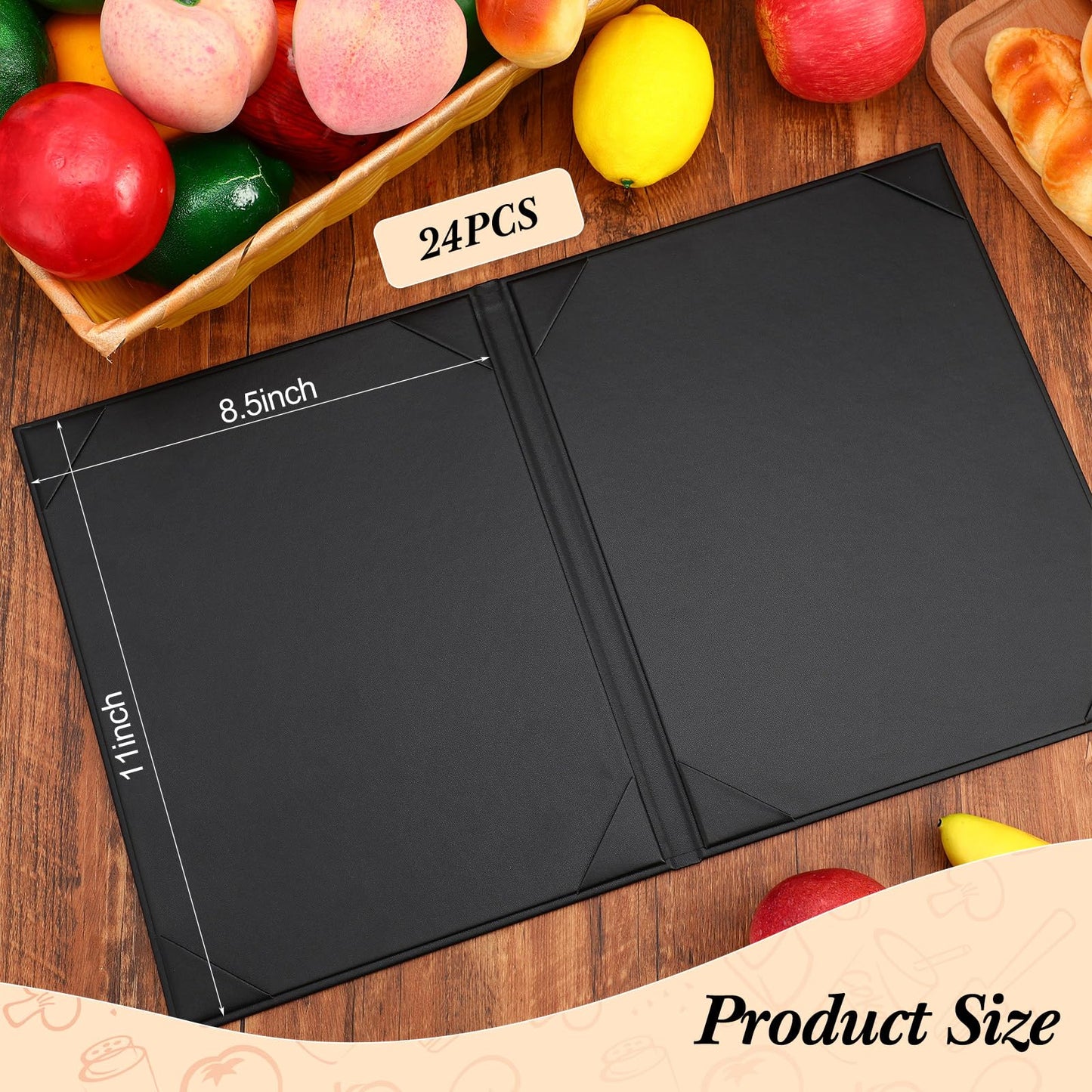 Skyygemm 24 Pcs Leather Menu Covers Holders for 8.5 x 11 Inches, Waterproof Double View Leather Dinner Menu Holder Covers for Restaurant, Hotel, Bar