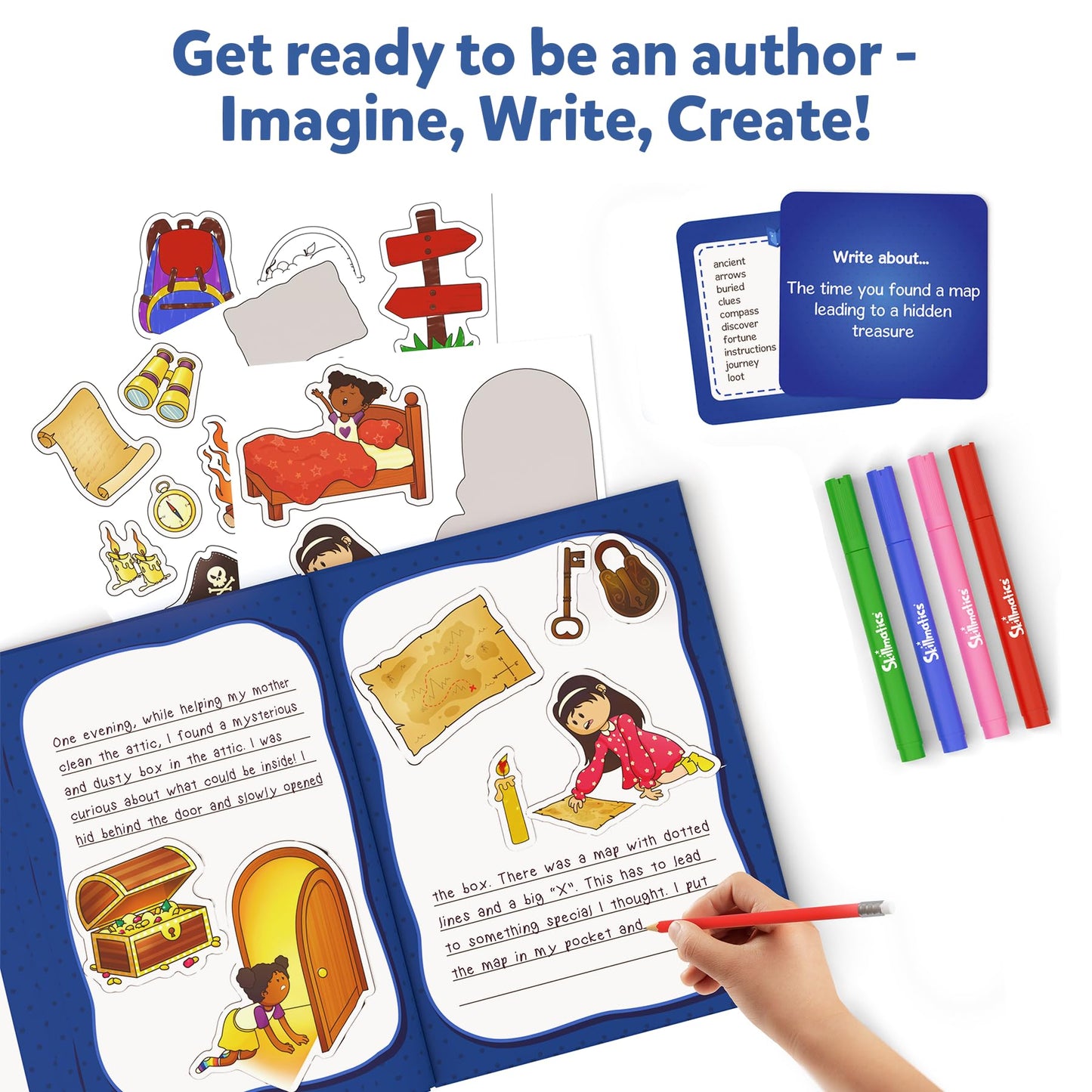 Skillmatics Storybook Art Kit - Create Adventure Stories, DIY Craft & Writing Kit with 300+ Stickers, Scrapbooking & Journal Activity, Gifts for Kids Ages 5, 6, 7, 8, 9, 10