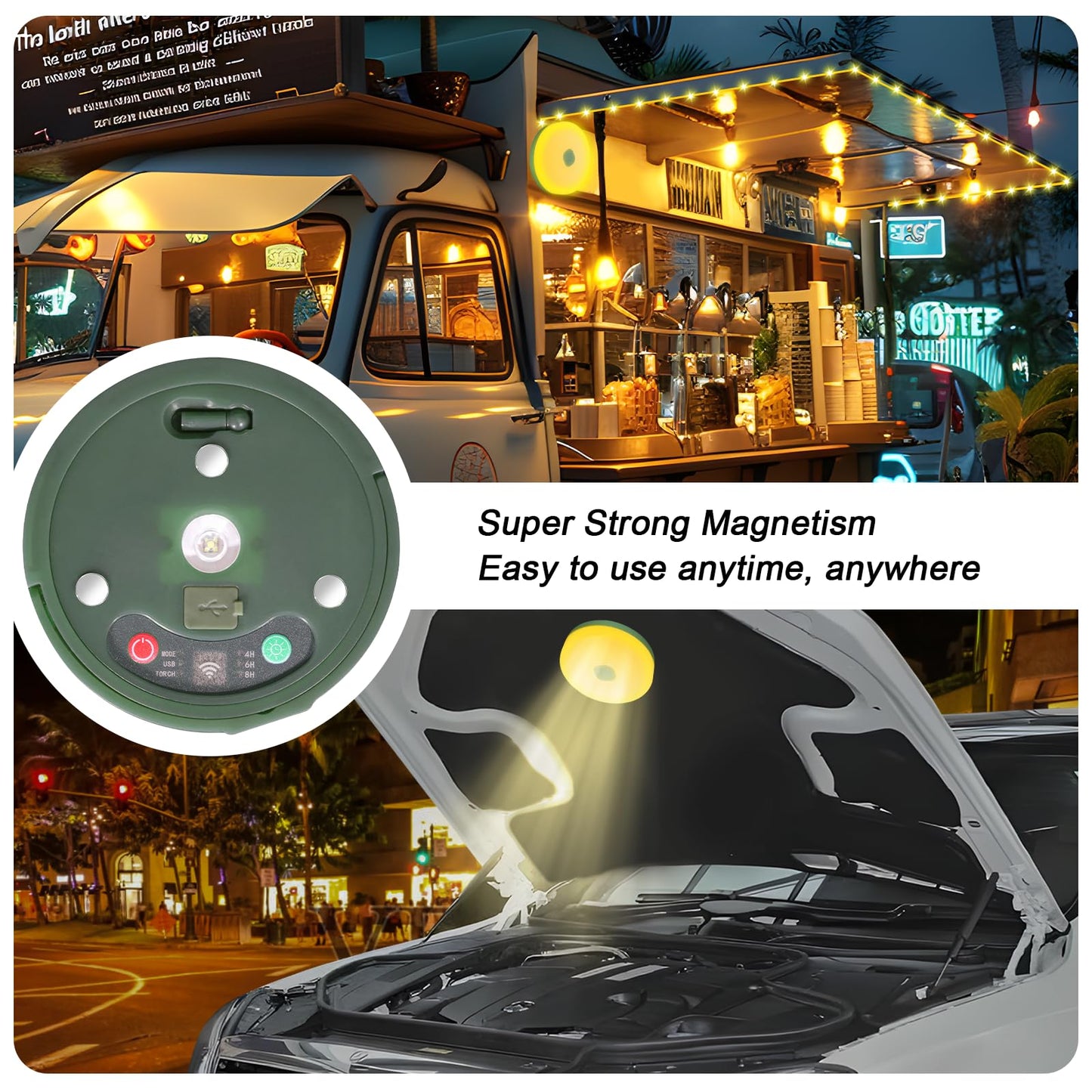 HELESIN Camping Light USB Rechargeable Waterproof Portable Stowable String Light, 4 in 1 Camping String Lights Outdoor with 8 Modes Tent Lights for Camping, Hiking, Yard, RV (Warm Light)