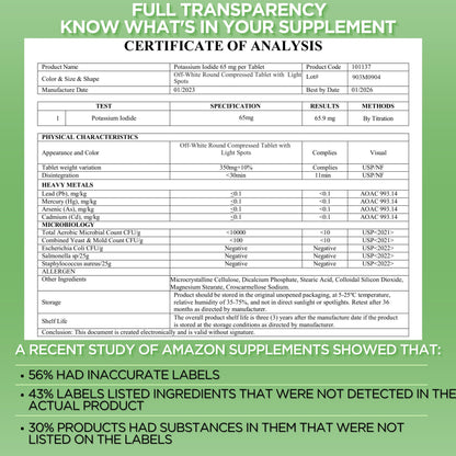 Potassium Iodide Tablets 130 mg | 300ct Iodine Tablets for Radiation Exposure - Potassium Iodine Pills - YODO Naciente - KI Pills - Made in USA - ThyroShield