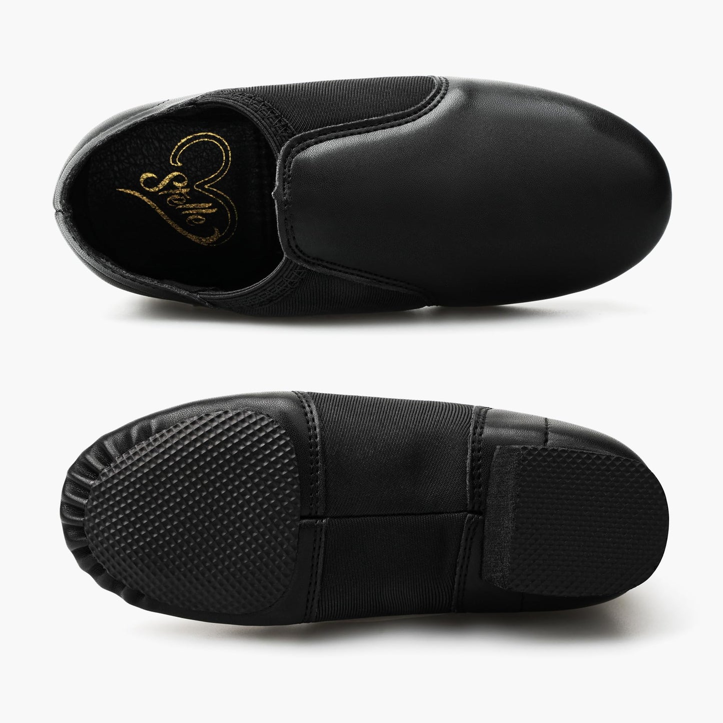 Stelle Jazz Shoes for Girls and Boys PU Leather Slip-On Jazz Dance Shoes (Toddler/Little Kid/Big Kid)(SJ06-Black,12ML