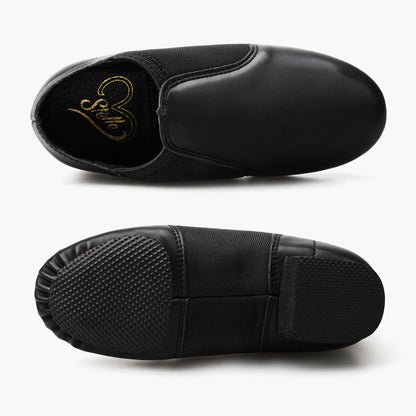 Stelle Jazz Shoes for Girls and Boys PU Leather Slip-On Jazz Dance Shoes (Toddler/Little Kid/Big Kid)(SJ06-Black,12ML