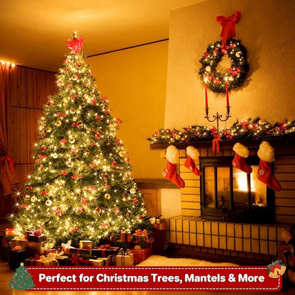 2Pack Connectable Total 132Ft 400 LED Christmas Lights with Timer, Green Wire Fairy Starry String Lights Plug in, 8 Modes and Memory, forIndoor Outdoor Xmas Tree Wedding Party Decoration,Warm White