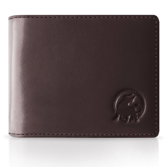 BULLTAILOR Full-Grain Leather Wallet for Men, Minimalist Slim Mens Bifold RFID Blocking Wallet with Cash Pocket, 8 Card Slots (Dark Brown)