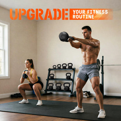 Yes4All Cast Iron Kettlebell, 5-80 Lb Built to Last One-Piece Design, Comfortable 1–2 Hand Grip for Swings, Squats, Deadlifts & Snatches, Stable Flat Base, Single & Pair - 5LB, Single