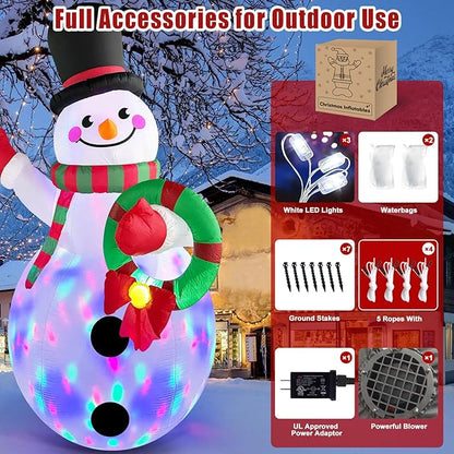 Danxilu 12 FT Giant Christmas Inflatables Snowman Outdoor Decorations Built-in Rotating LED Lights, Huge Inflatable Snow Man Christmas Blow up Yard Decorations for Outside Lawn Holiday Xmas Decor