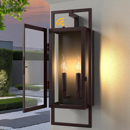 𝟐𝟏.𝟒𝟔𝐈𝐍 Oil Rubbed Bronze Outdoor Wall Sconce, Large Exterior Lighting Fixtures 2-Light, Waterproof Dusk to Dawn Outdoor Wall Light, Modern Outside Sconce Lights for Porch Garage