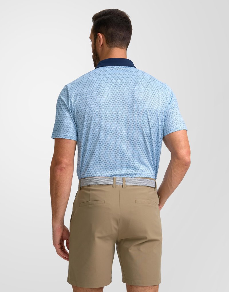 Obla Mens Golf Polo Shirts Short Sleeve Dry Fit Performance Moisture Wicking Casual Print Collared Golf Shirts for Men(Blue Flower_L)