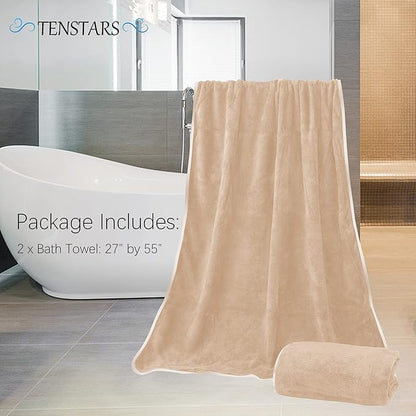 TENSTARS Silk Hemming Bath Towels