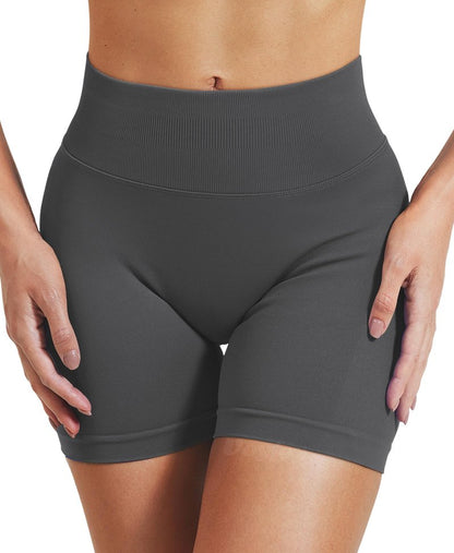 VOYJOY Women Workout Impact Shorts 2.5"/ 3.6"/ 4.5"/ 6" Scrunch Butt Lifting Gym Seamless Booty Biker Shorts Dark Grey