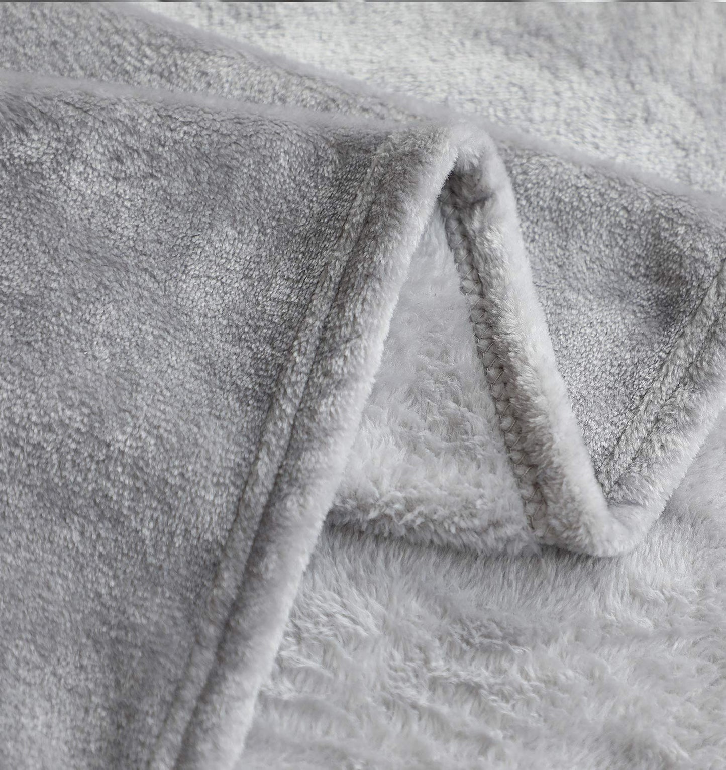 TASTHROW Large Flannel Fleece Throw Blanket, 50×70 Inch - Cozy Lightweight Thick Blanket - All Seasons Suitable for Women, Men and Kids (Light Grey)