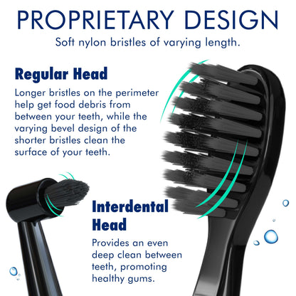 Sonic-FX Solo Electric Toothbrush - 3 Brushing Modes - with Intelligent Auto-Timer, Includes 2 Tooth Brush Heads, and 1 Interdental Head, Rechargeable, Electronic Charging/Storage Base (Black)