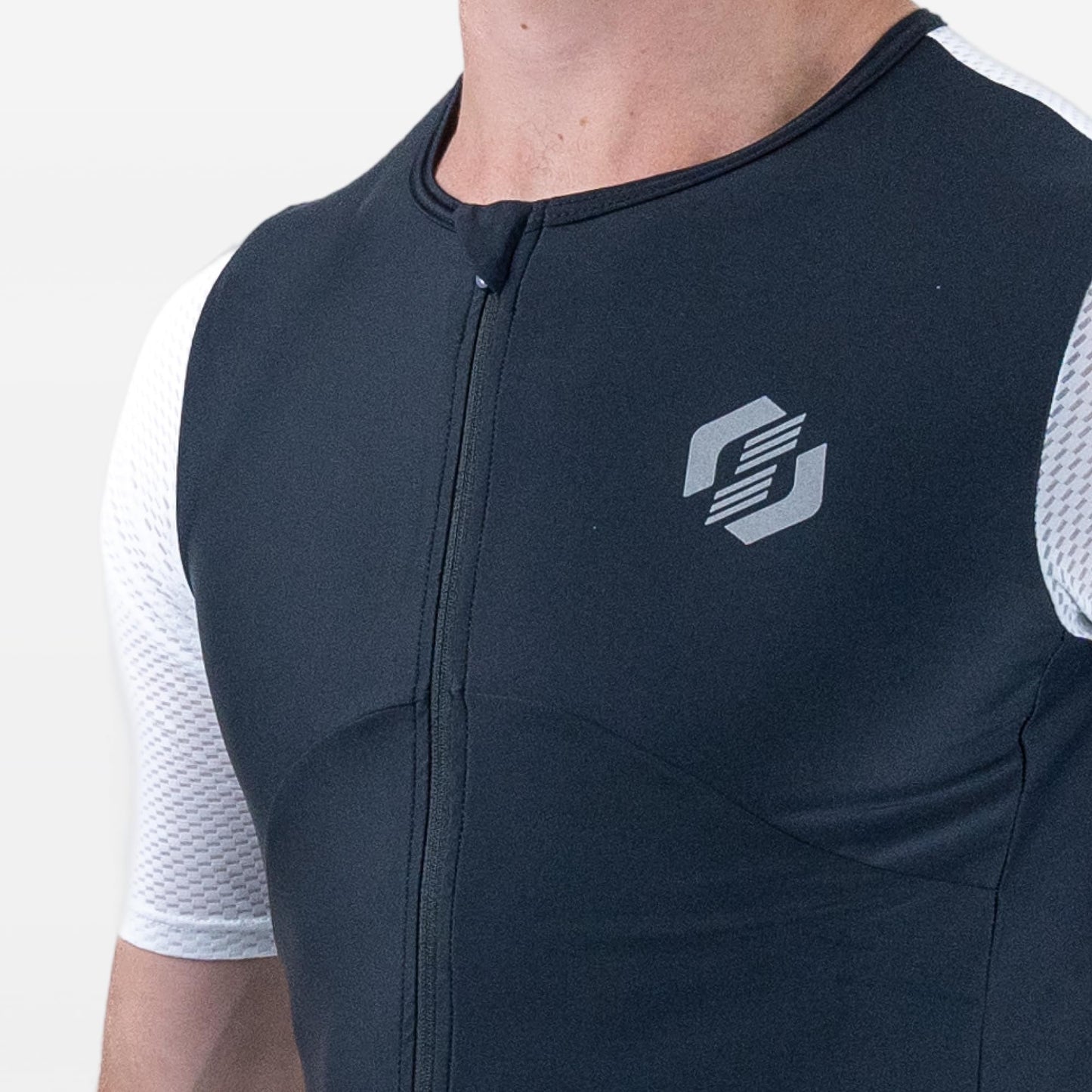 SLS3 Triathlon Suits Mens - Aerodynamic Sleeved Tri Suit Men – Lightweight Trisuit with Premium FX Fabrics - 2 Pockets (Monochrome, Small)