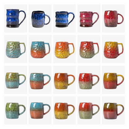 XIYUANJI Midnight Blue Ceramic Coffee Mug 14oz - Handcrafted Artisan Mug with Large Comfortable Handle, Unique Design for Coffee Lovers, Dishwasher Safe