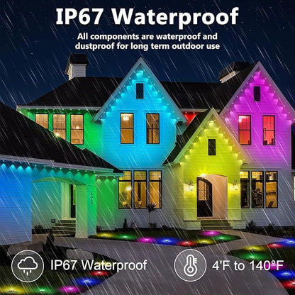 100ft Permanent Outdoor Lights,for House Roof, Christmas, Holiday, Party, Daily Lighting, IP67 Waterproof,RGB Eaves Lights with Multi Scene Modes for Halloween (300FT)