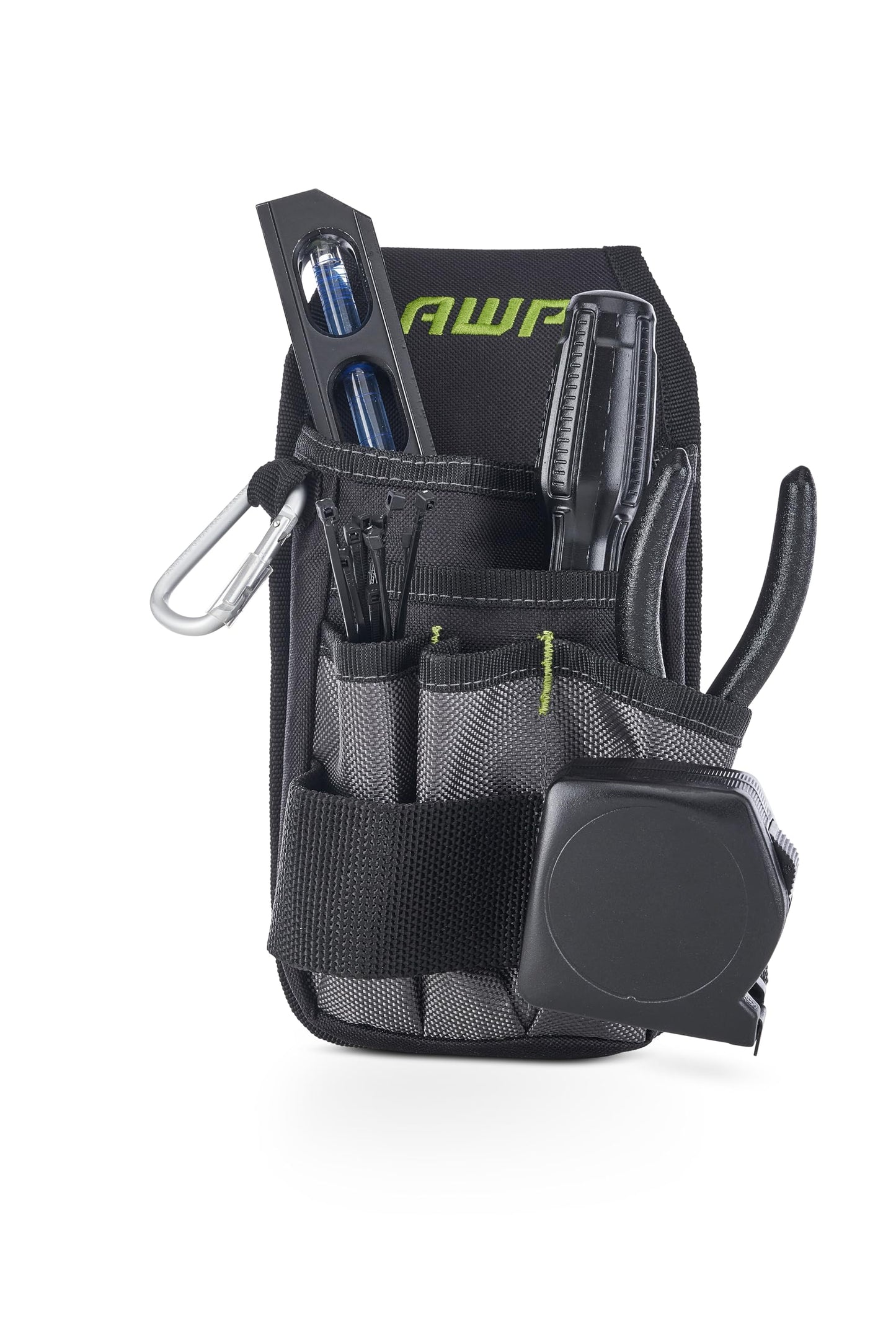 AWP Premium Tool Pouch Multi-Pocket Organizer for Electricians, Professional Tool Box for Efficient Organization, Black, 7 Pocket | L-804-1