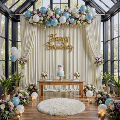 50 ft x 10 ft Wrinkle Free Champagne Backdrop Curtain for Parties, 10 Panels 5x10ft Silky Polyester Wedding Backdrop Drapes Photo Back Drop Cloth for Birthday Baby Shower Photography Background