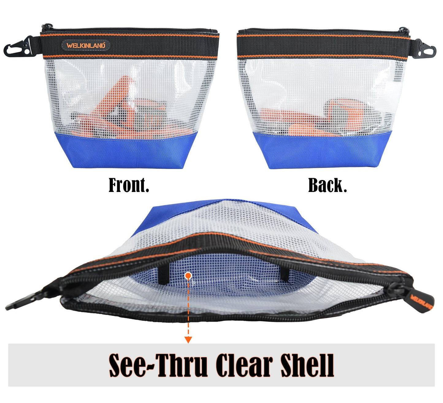 WELKINLAND 10-Inch Clear Tool Pouch Organizer - 4 Pcs Zipper Tool Bags