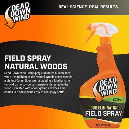 DEAD DOWN WIND Evolve Field Spray – Odor Fighting Technology Hunting Scent Control Spray Bottle – Natural Woods, Safe for Sensitive Skin - Easy to Use for Hunting Gear & Clothing (32 oz)